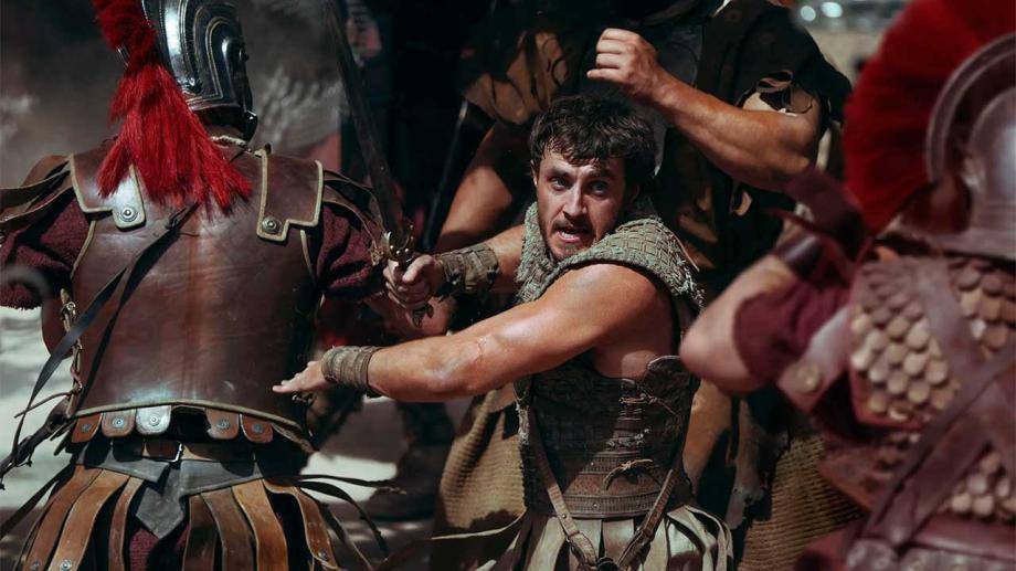 Escena de combate con gladiadores romanos